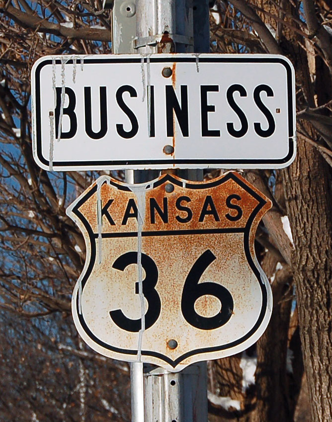 Kansas U.S. Highway 36 sign.