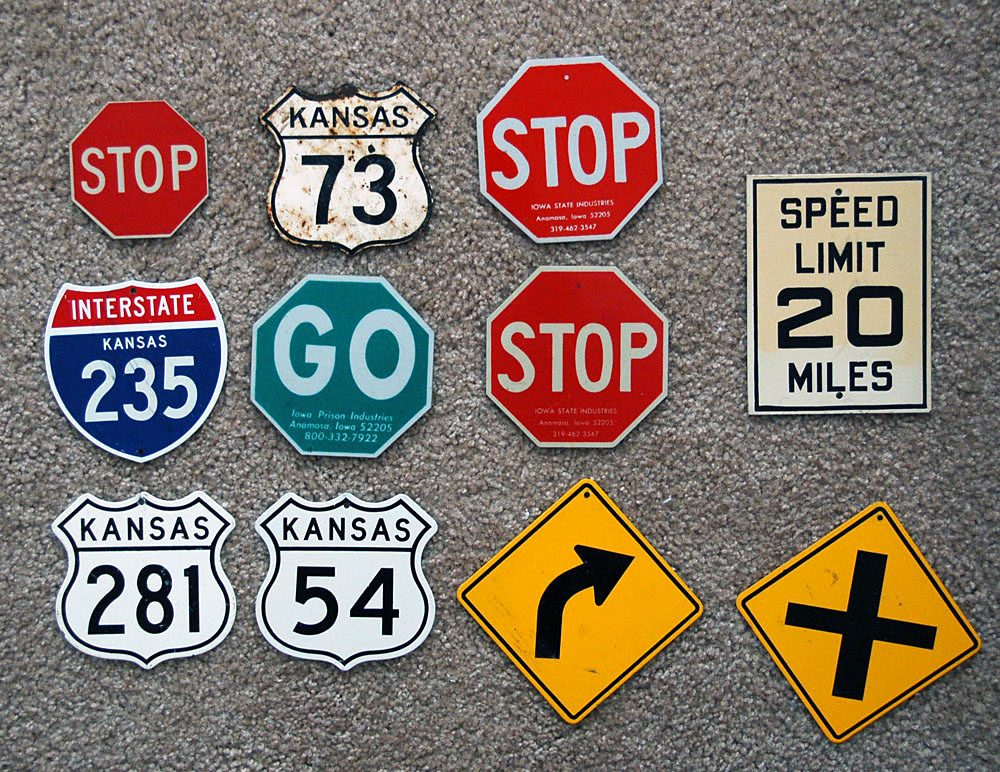 Kansas - U.S. Highway 54, Interstate 235, U.S. Highway 73, and U.S. Highway 281 sign.
