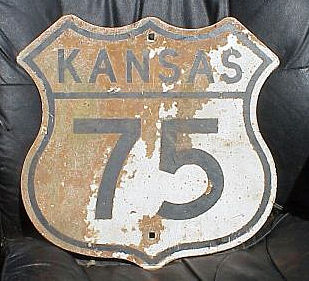 Kansas U.S. Highway 75 sign.