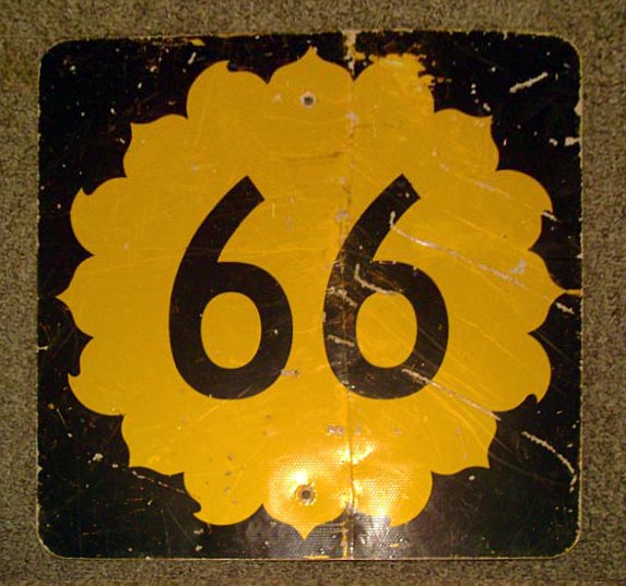 Kansas State Highway 66 sign.
