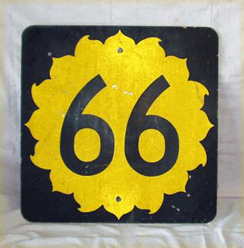 Kansas State Highway 66 sign.