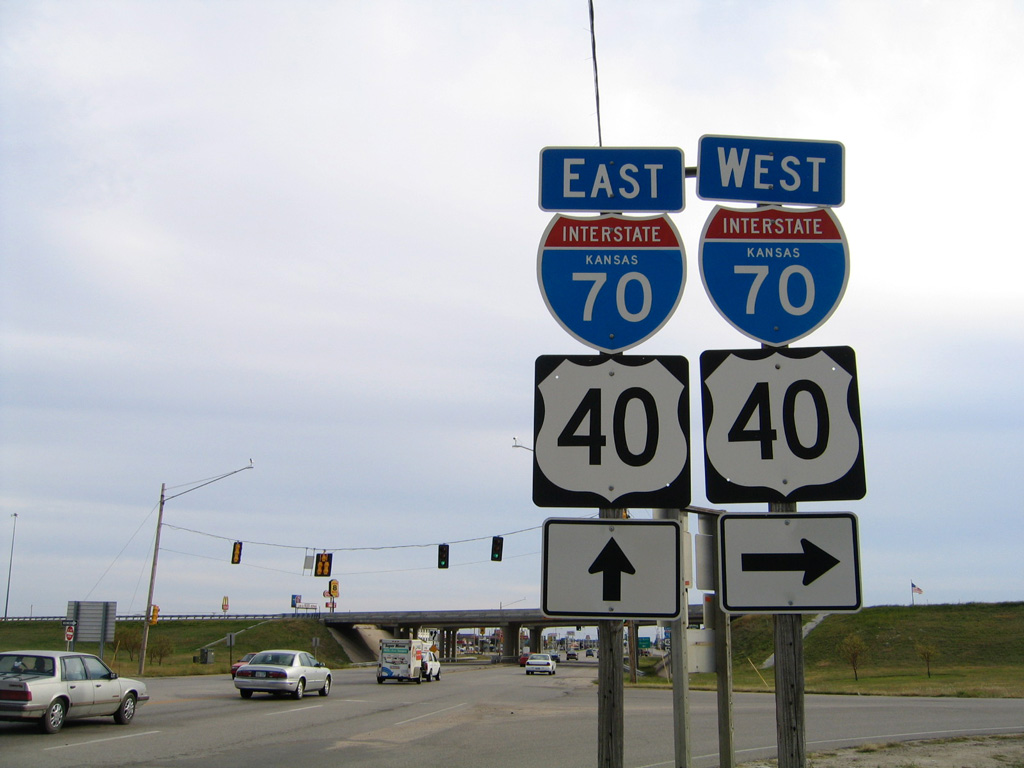 Kansas - Interstate 70 and U.S. Highway 40 sign.