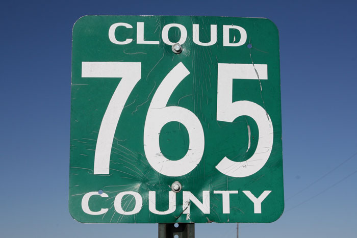 Kansas Cloud County route 765 sign.