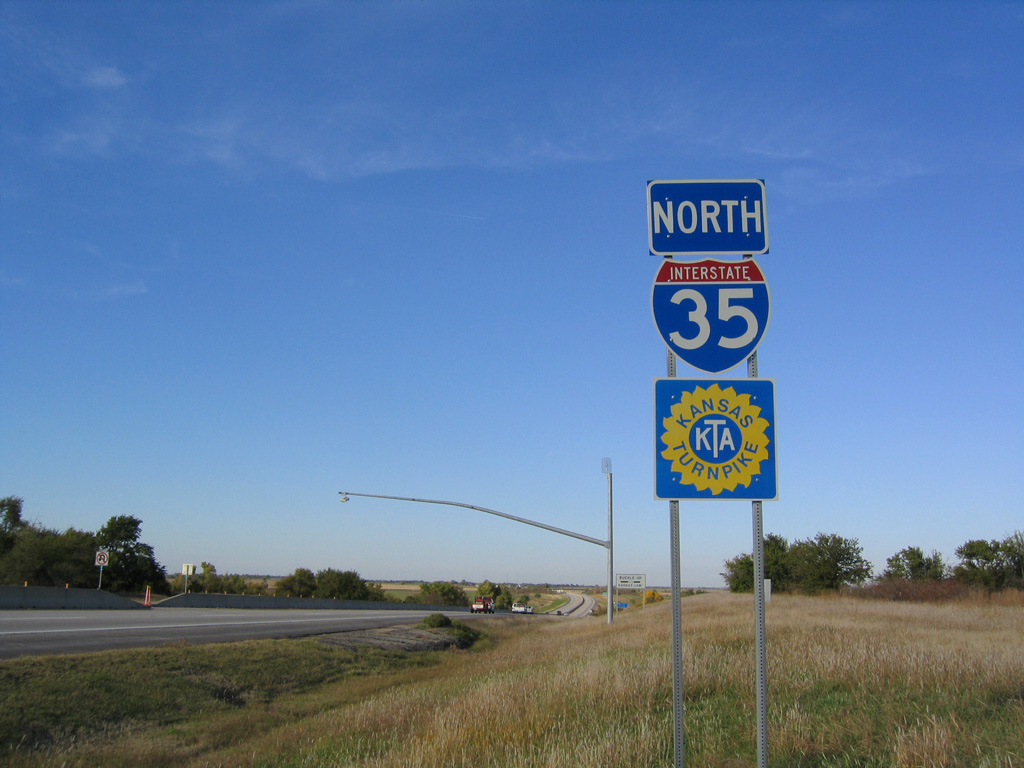 Kansas - Interstate 35 and Kansas Turnpike sign.