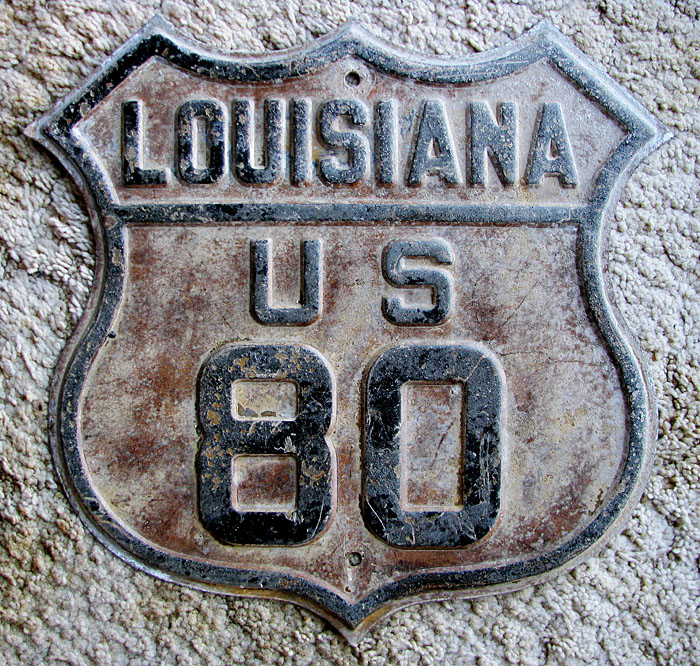 Louisiana U.S. Highway 80 sign.