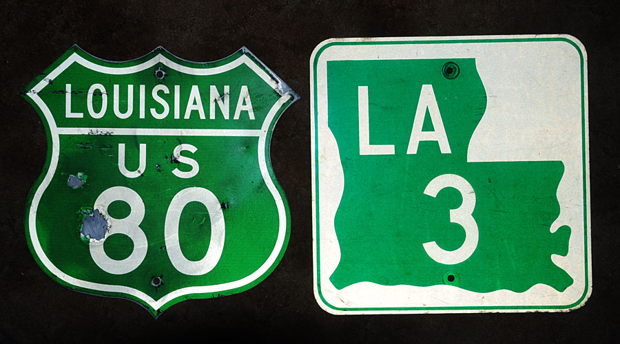 Louisiana - U.S. Highway 80 and State Highway 3 sign.