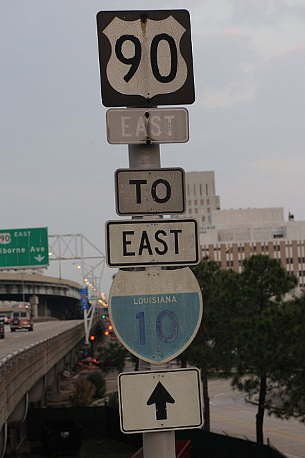 Louisiana - Interstate 10 and U.S. Highway 90 sign.