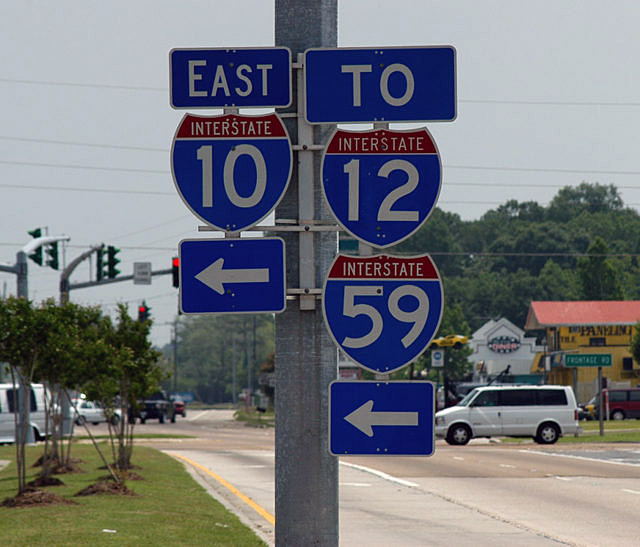 Louisiana - Interstate 59, Interstate 12, and Interstate 10 sign.
