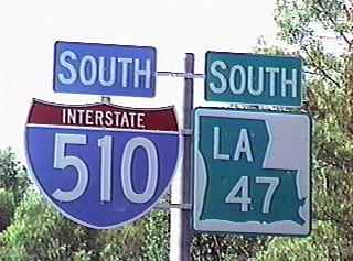 Louisiana - Interstate 510 and State Highway 47 sign.