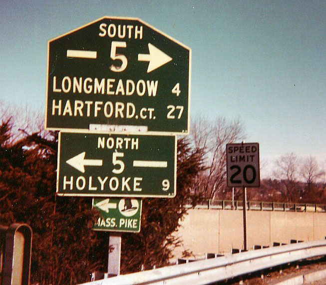 Massachusetts - Massachusetts Turnpike and U.S. Highway 5 sign.