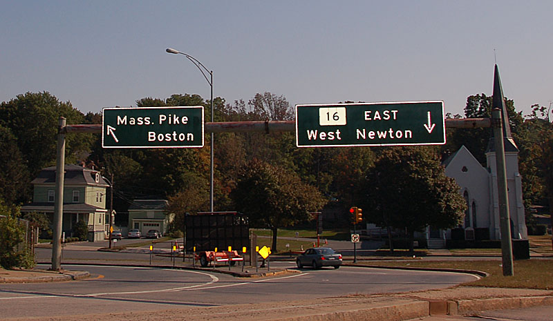 Massachusetts State Highway 16 sign.