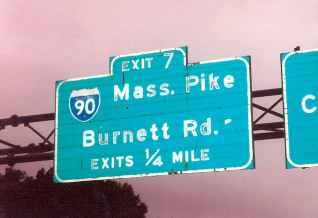 Massachusetts Interstate 90 sign.