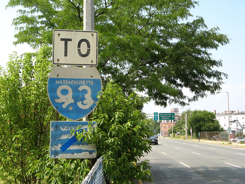 Massachusetts Interstate 93 sign.