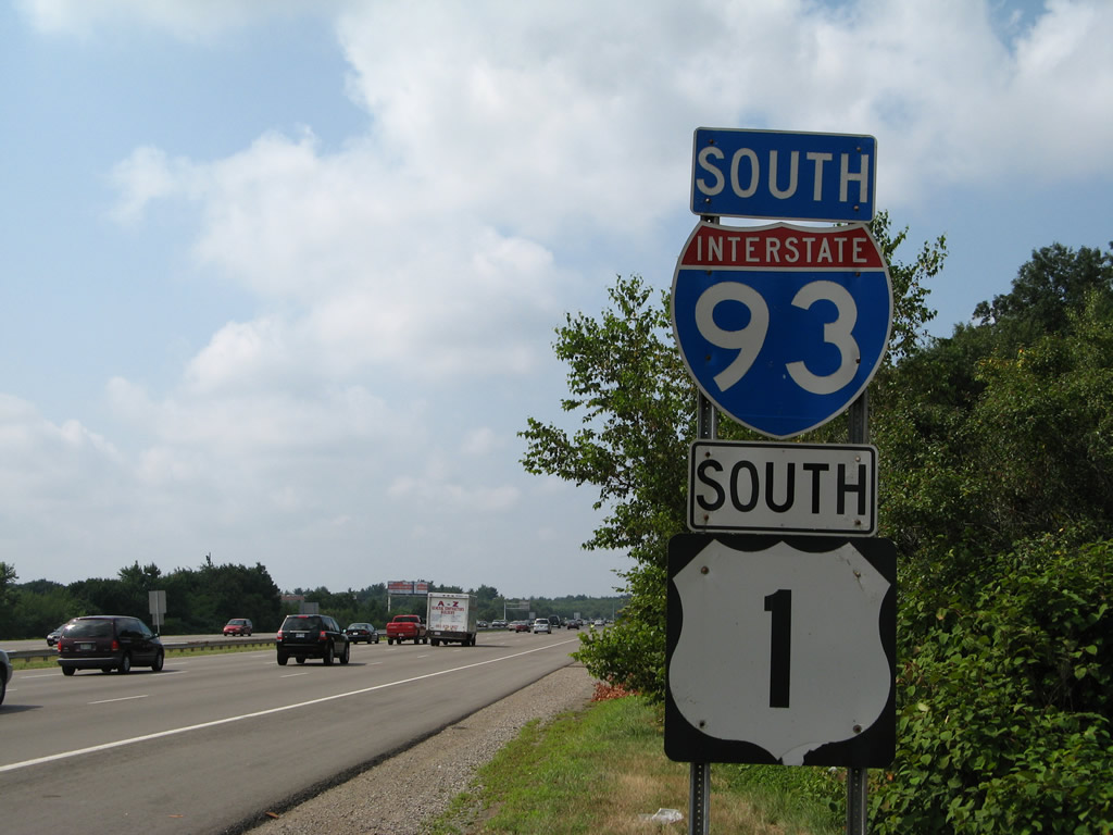 Massachusetts - Interstate 93 and U.S. Highway 1 sign.
