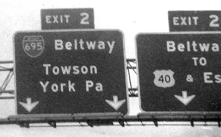 Maryland - U.S. Highway 40 and Interstate 695 sign.
