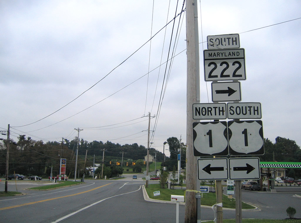 Maryland - U.S. Highway 1 and State Highway 222 sign.