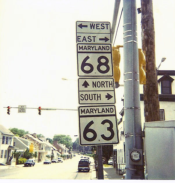 Maryland - State Highway 63 and State Highway 68 sign.