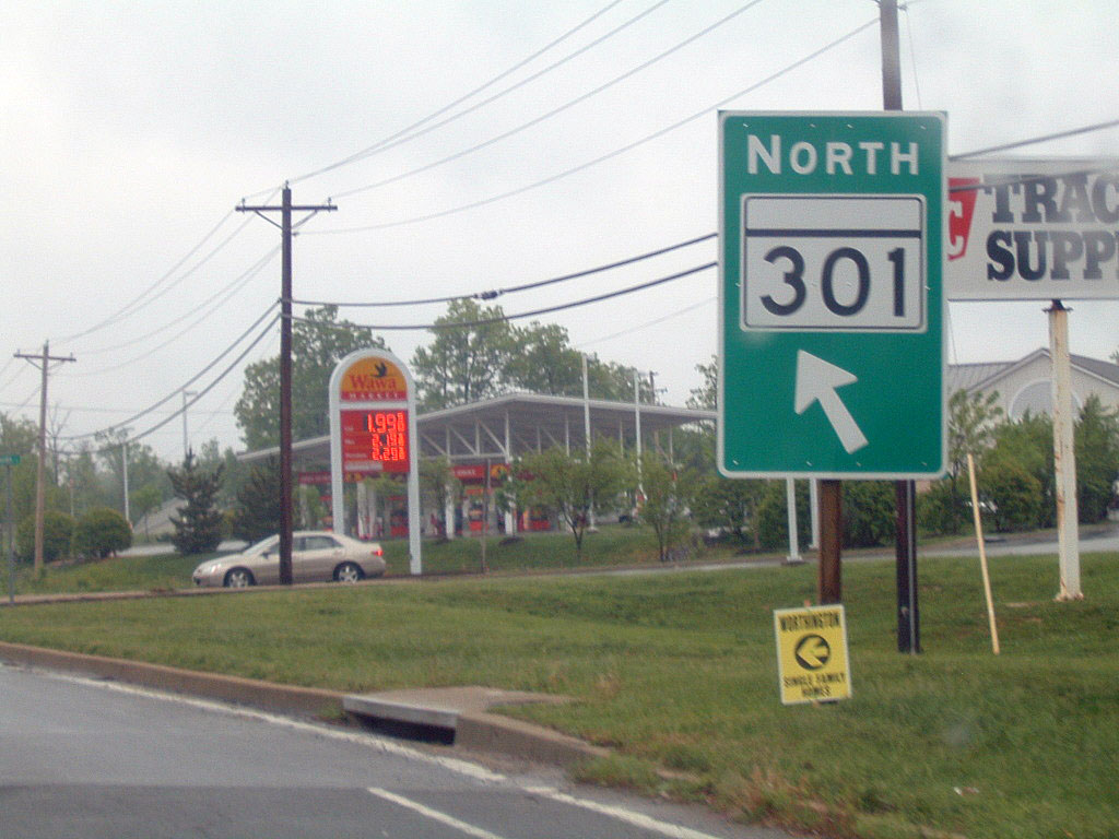 Maryland State Highway 301 sign.