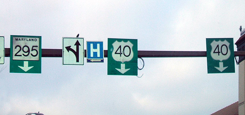 Maryland - State Highway 295 and U.S. Highway 40 sign.