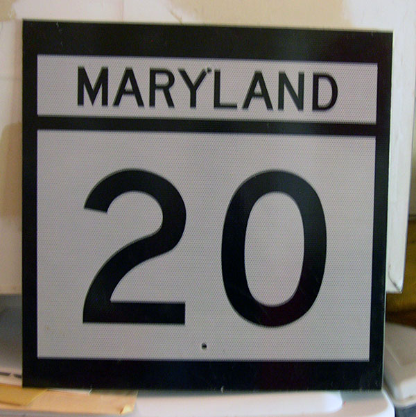Maryland State Highway 20 sign.