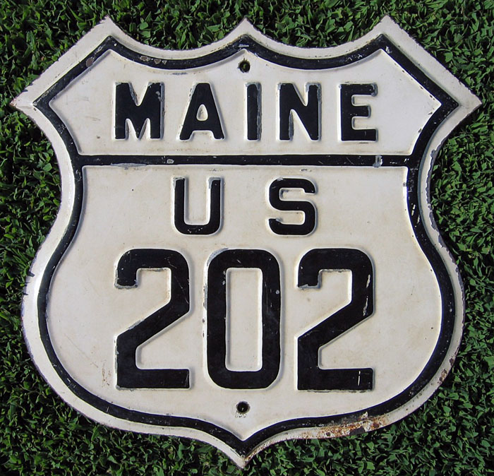 Maine U.S. Highway 202 sign.
