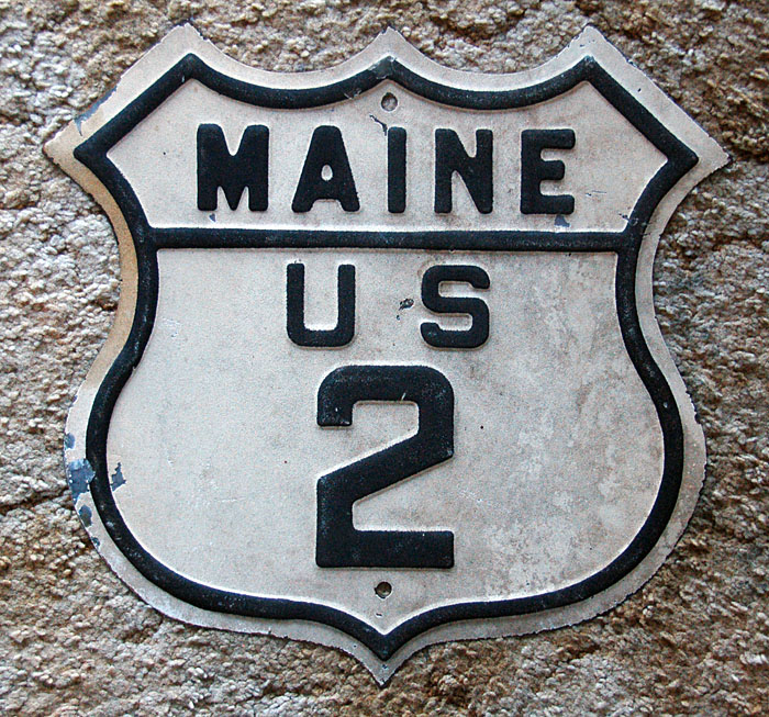 Maine U.S. Highway 2 sign.