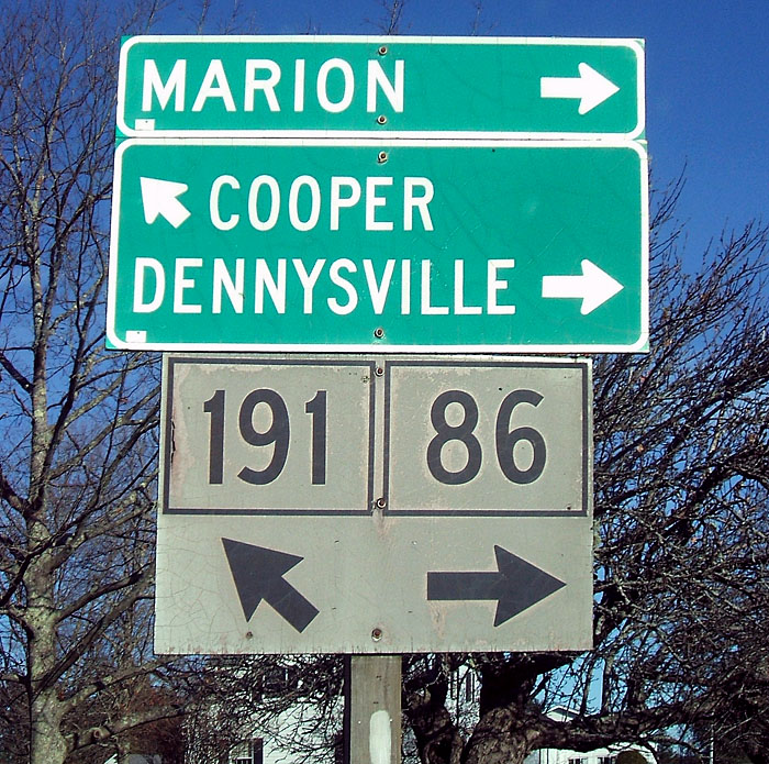 Maine - State Highway 191 and State Highway 86 sign.