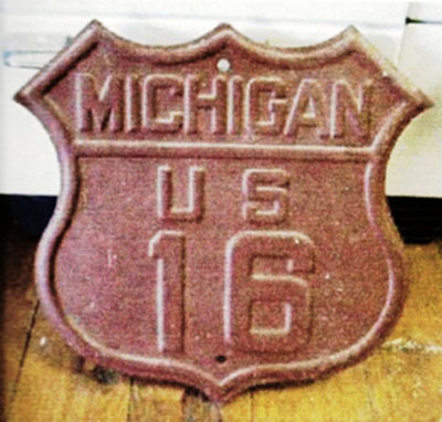 Michigan U.S. Highway 16 sign.