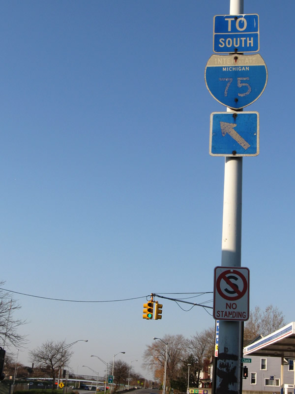 Michigan Fisher Freeway sign.
