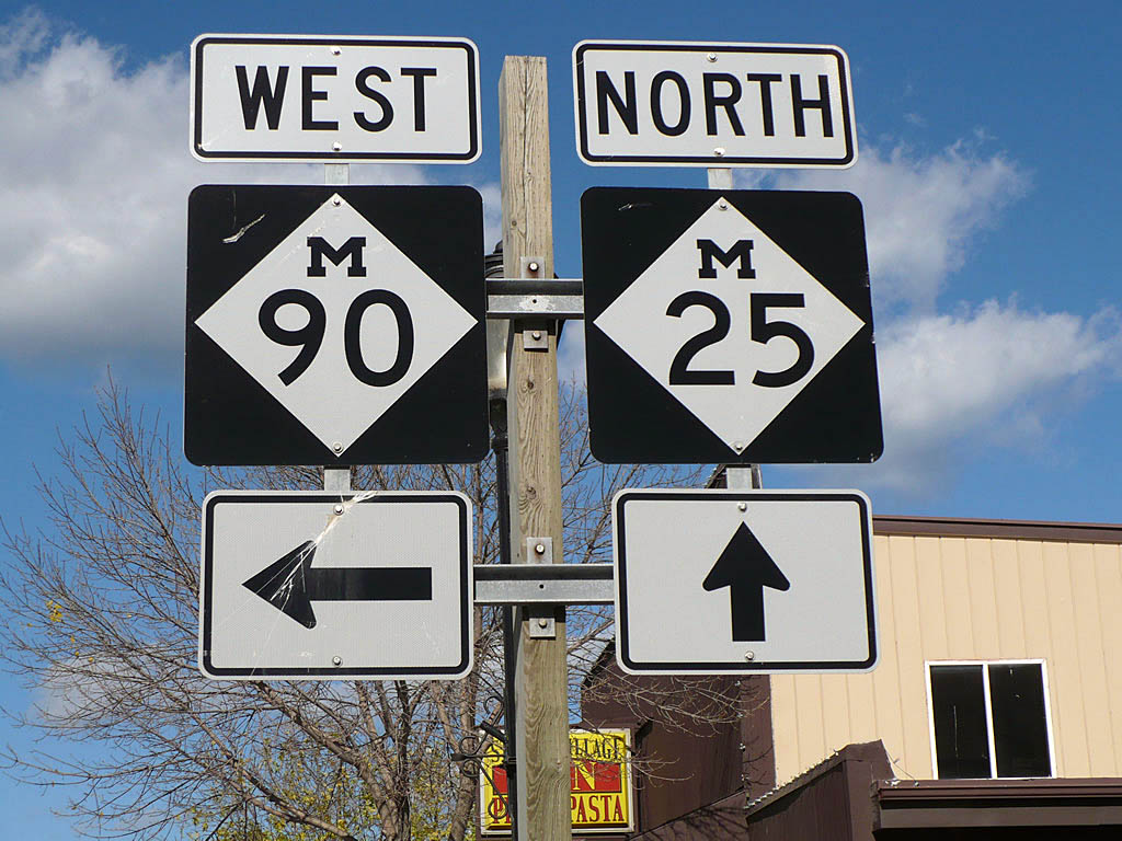 Michigan - State Highway 25 and State Highway 90 sign.