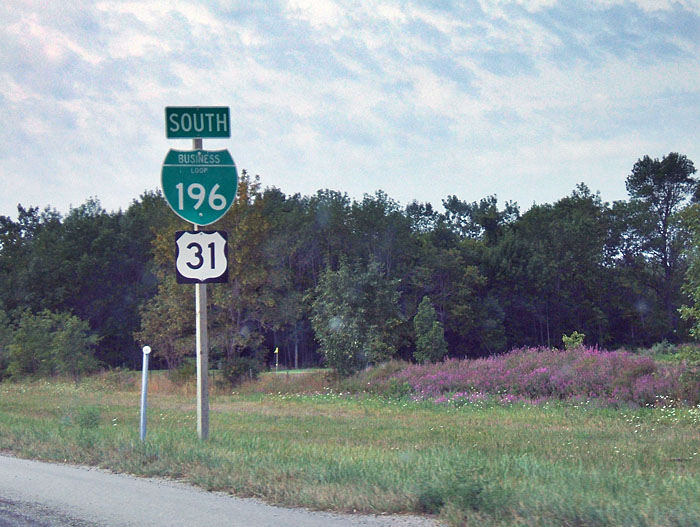 Michigan - business loop 96 and U.S. Highway 31 sign.