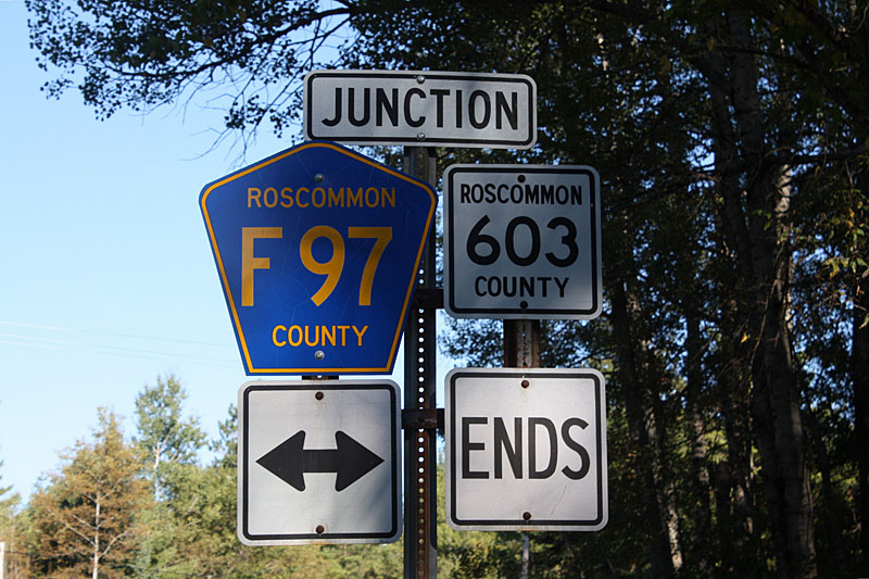 Michigan - Roscommon County route F97 and Roscommon County route 603 sign.