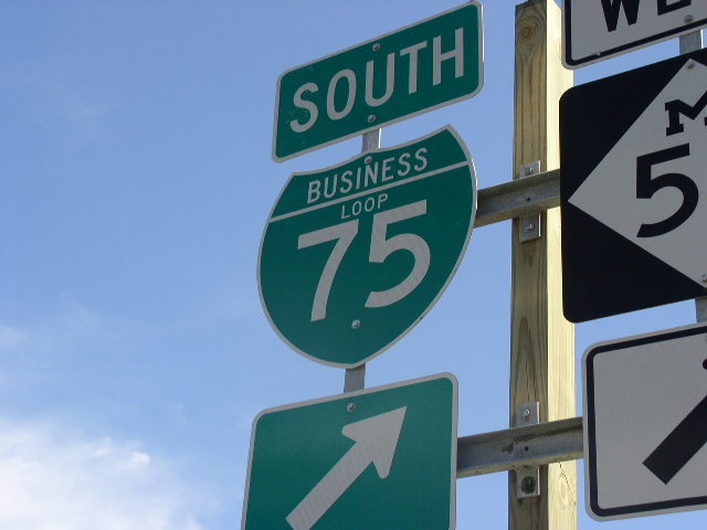 Michigan business loop 75 sign.