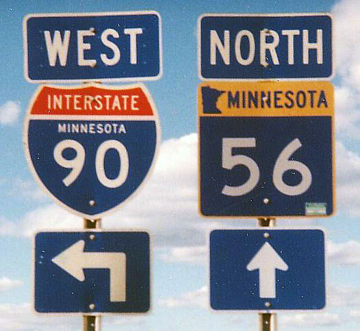 Minnesota - State Highway 56 and Interstate 90 sign.