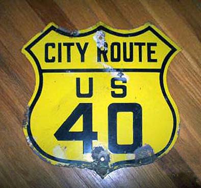 Missouri city route U. S. highway 40 sign.