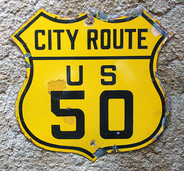 Missouri city route U. S. highway 50 sign.