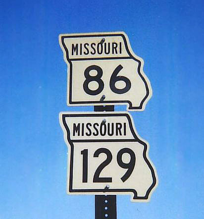Missouri - State Highway 129 and State Highway 86 sign.