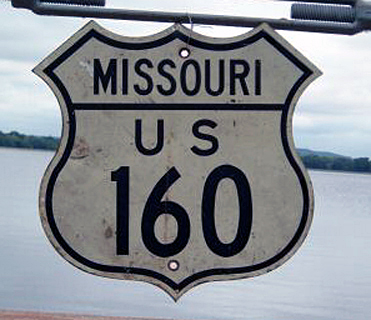 Missouri U.S. Highway 160 sign.