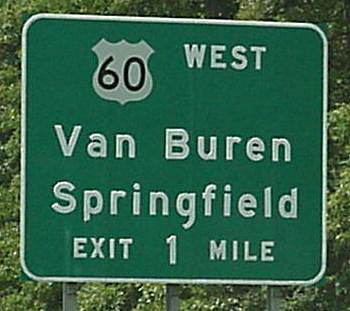 Missouri U.S. Highway 60 sign.