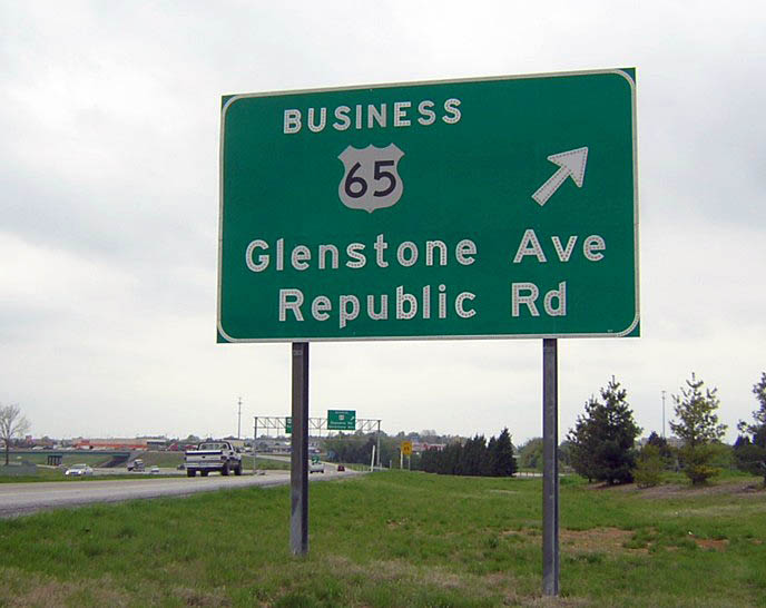 Missouri U.S. Highway 65 sign.
