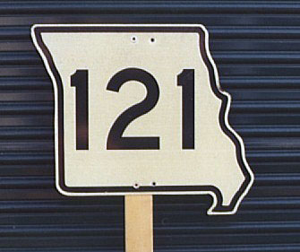Missouri State Highway 121 sign.