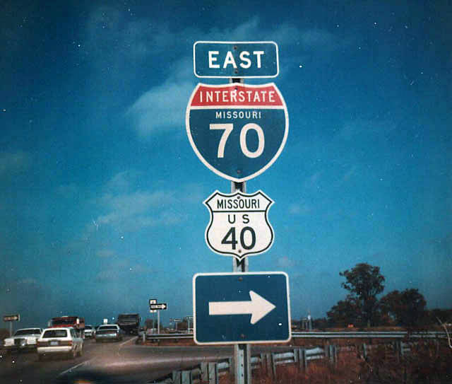 Missouri - Interstate 70 and U.S. Highway 40 sign.
