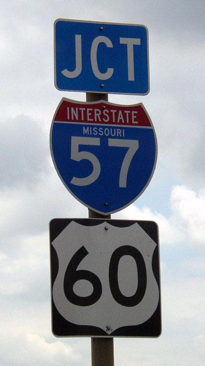 Missouri - U.S. Highway 60 and Interstate 57 sign.