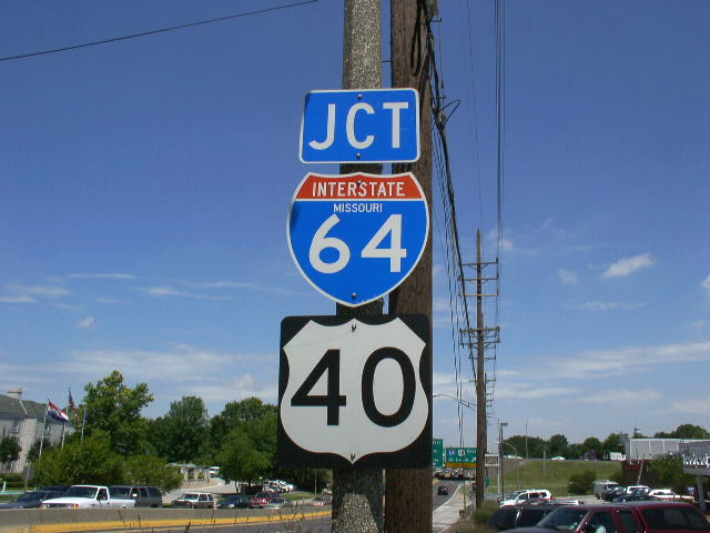 Missouri - U.S. Highway 40 and Interstate 64 sign.