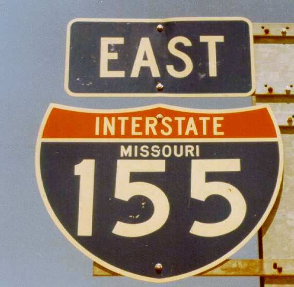 Missouri Interstate 155 sign.