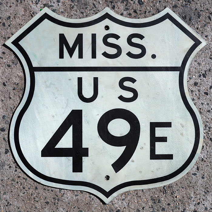 Mississippi U.S. Highway 49E sign.