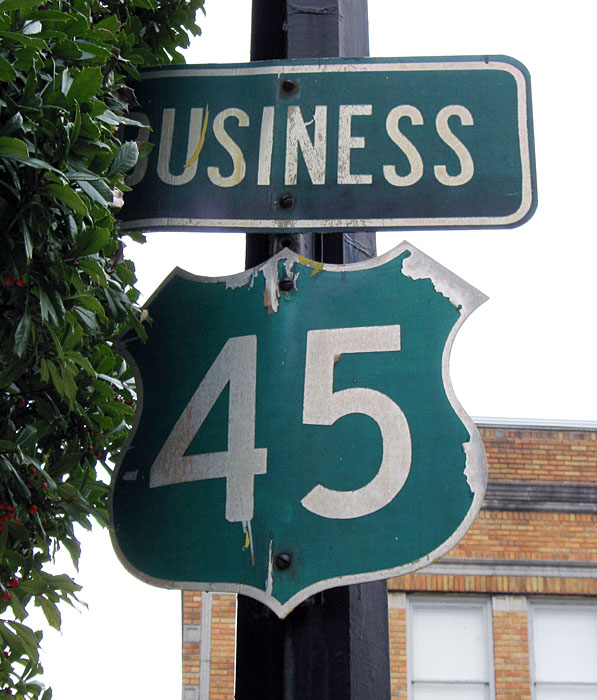 Mississippi U.S. Highway 45 sign.