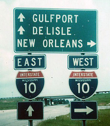 Mississippi Interstate 10 sign.
