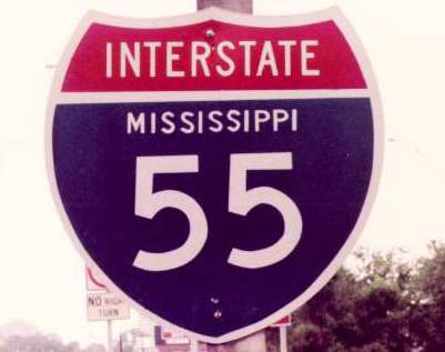 Mississippi Interstate 55 sign.
