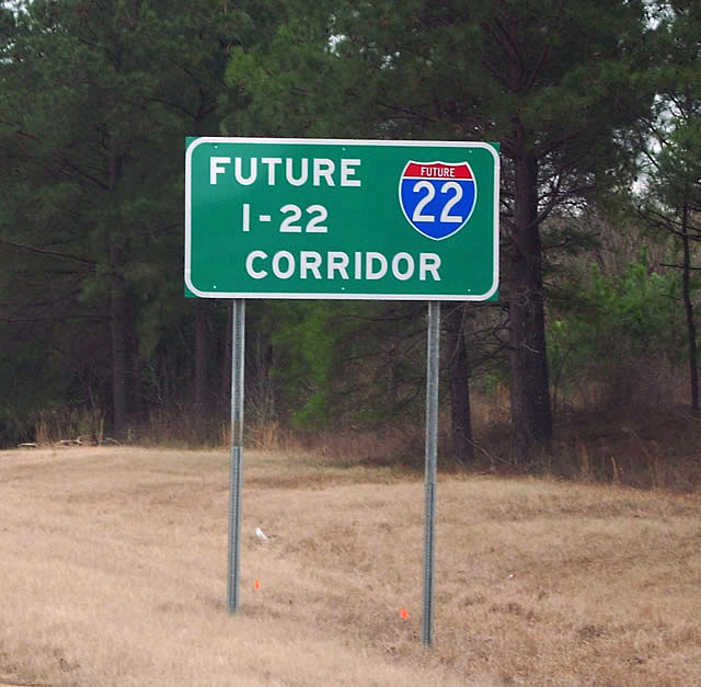 Mississippi future interstate highway 22 sign.